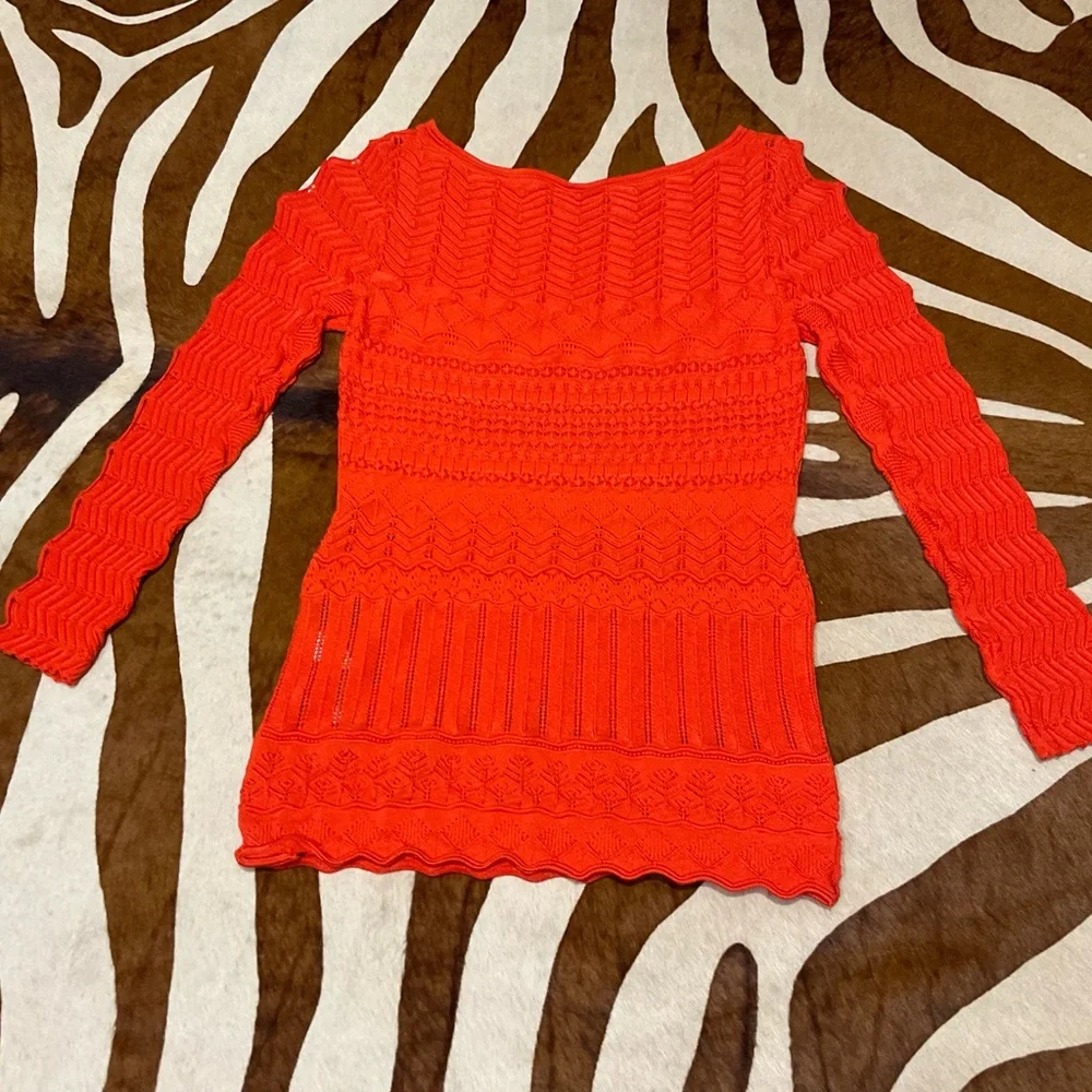 $695 Roberto Cavalli Pointelle Eyelet Knit Cut Out Sweater